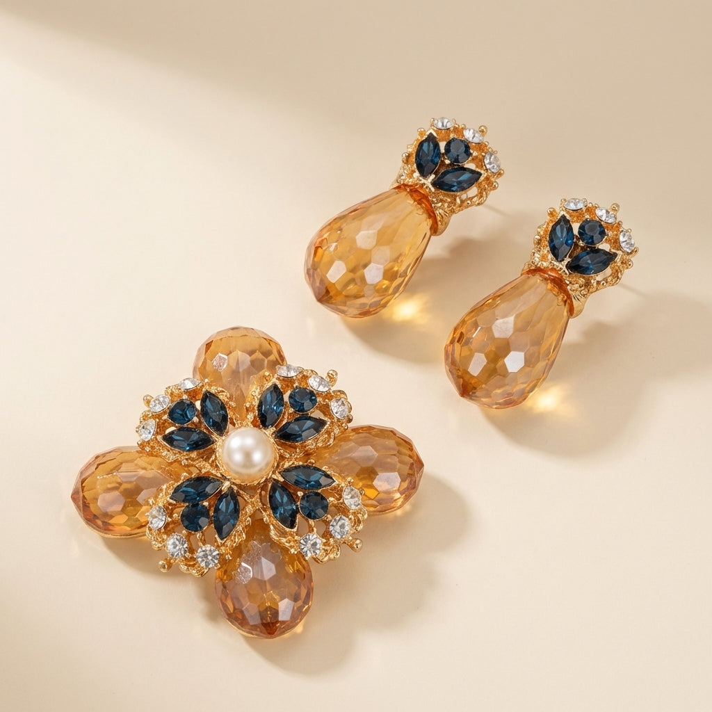 Brooch and Clip-on earrings
